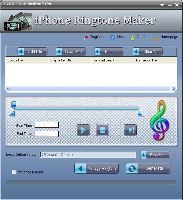 Screenshot of Tipard iPhone Ringtone Maker