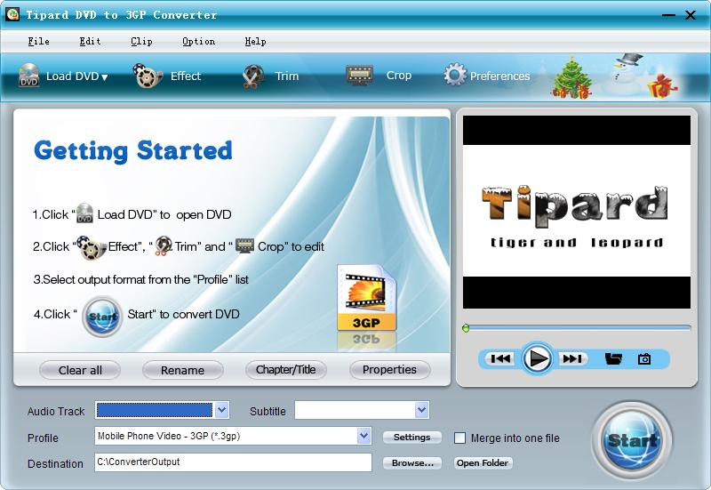 Screenshot of Tipard DVD to 3GP Converter