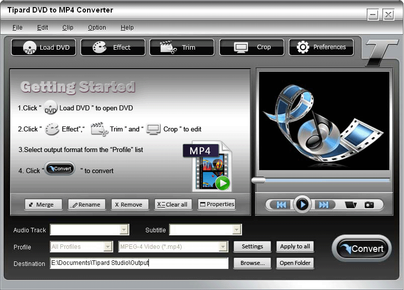 Screenshot of Tipard DVD to MP4 Converter