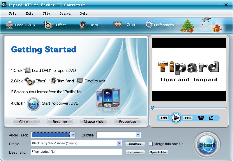 Screenshot of Tipard DVD to Pocket PC Converter