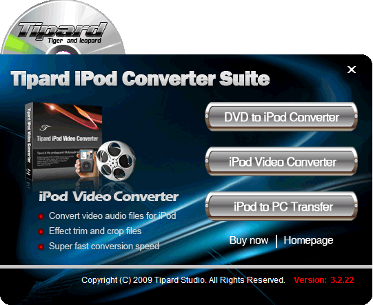 Screenshot of Tipard iPod Converter Suite