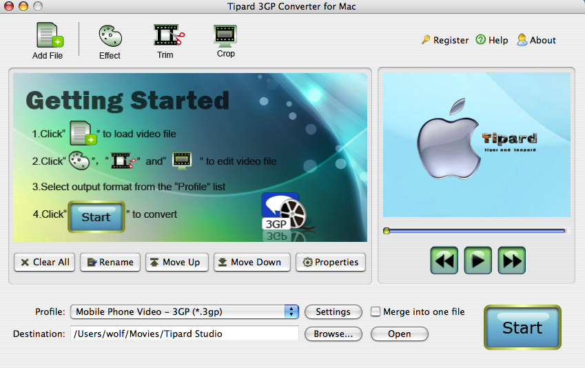 Screenshot of Tipard 3GP Converter for Mac