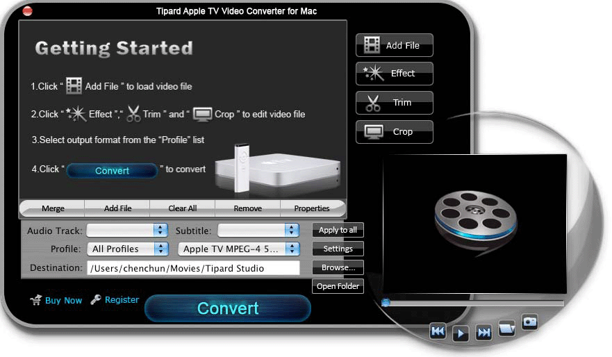 Screenshot of Tipard Apple TV Video Converter for Mac