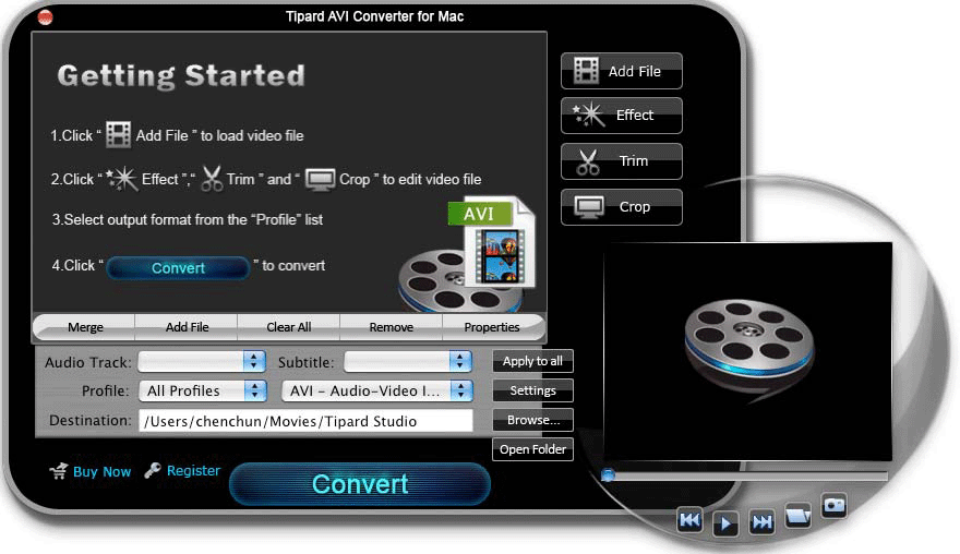 Screenshot of Tipard AVI Converter for Mac