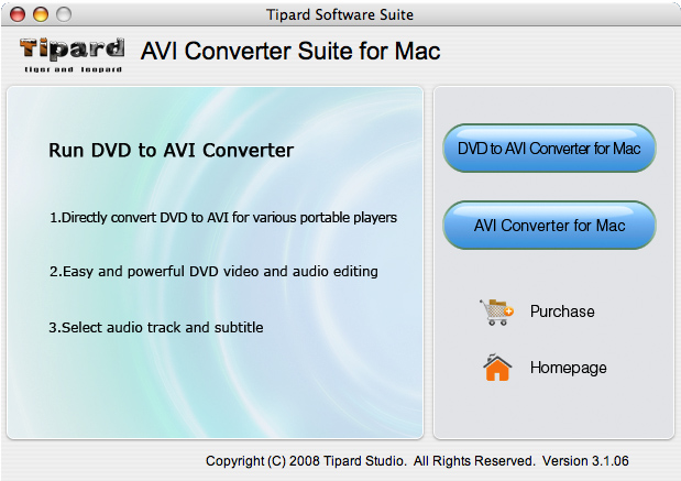 Screenshot of Tipard AVI Converter Suite for Mac