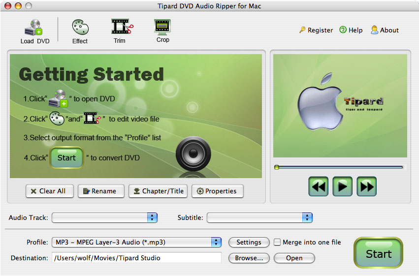 Screenshot of Tipard DVD Audio Ripper for Mac