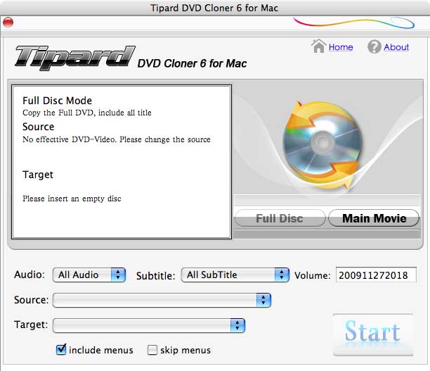 Screenshot of Tipard DVD Cloner 6 for Mac