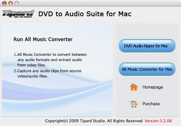 Screenshot of Tipard DVD to Audio Suite for Mac