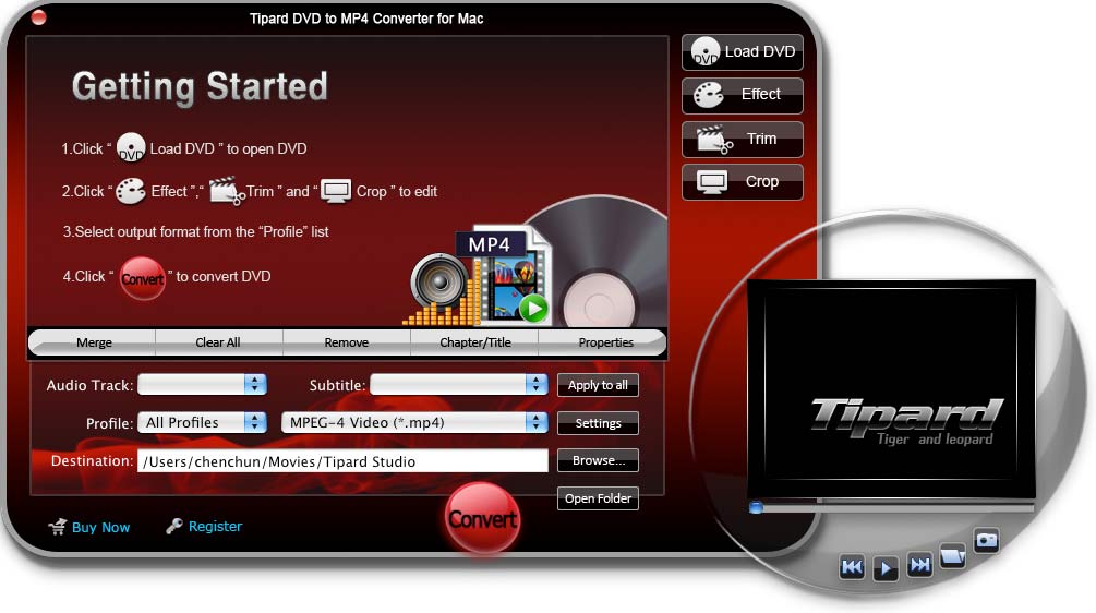 Screenshot of Tipard DVD to MP4 Converter for Mac