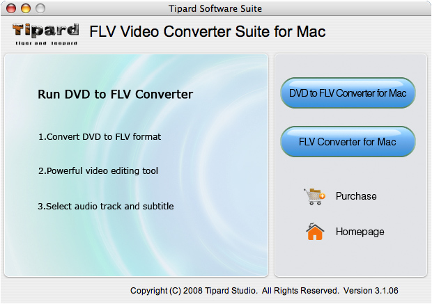 Screenshot of Tipard FLV Video Converter Suite for Mac