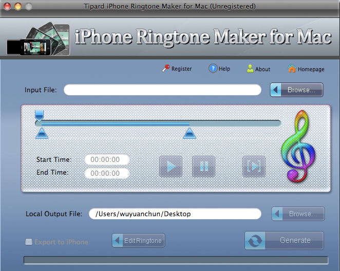Screenshot of Tipard iPhone Ringtone Maker for Mac