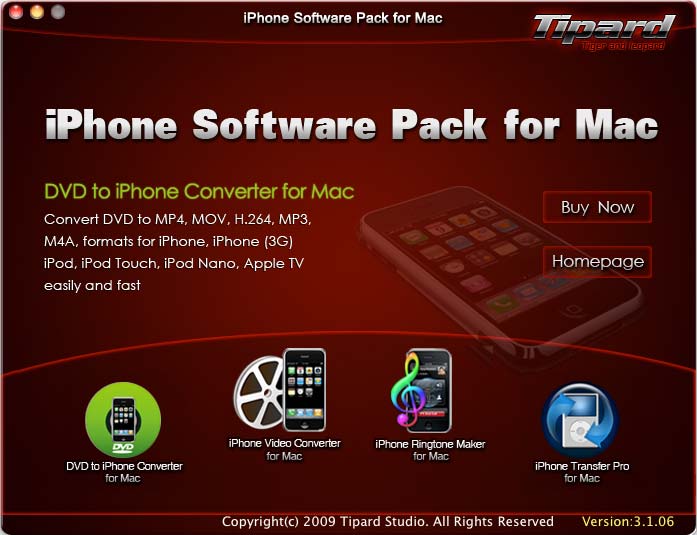 Screenshot of Tipard iPhone Software Pack for Mac
