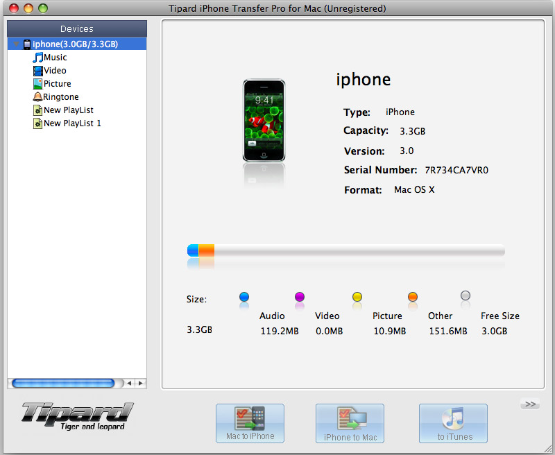 Screenshot of Tipard iPhone Transfer Pro for Mac