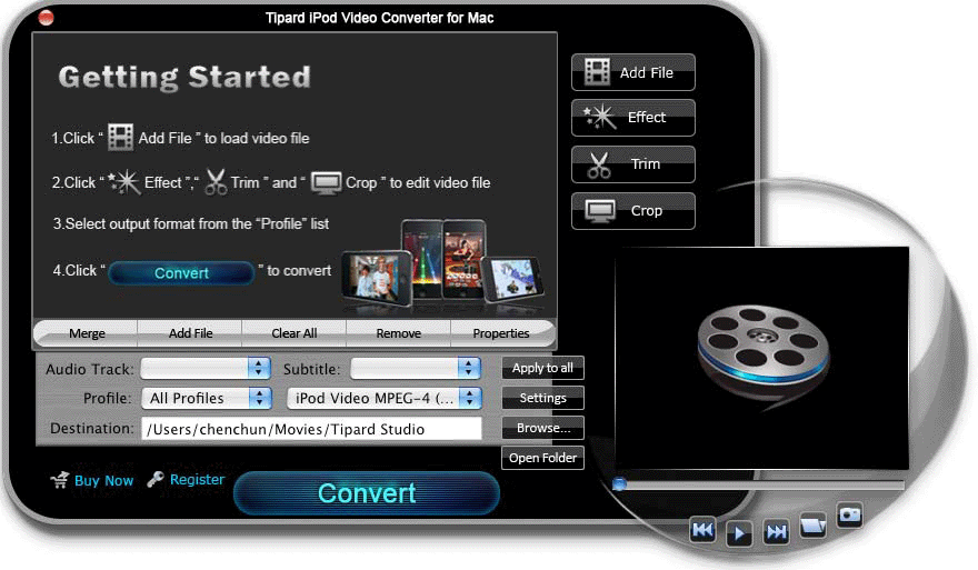 Screenshot of Tipard iPod Video Converter for Mac