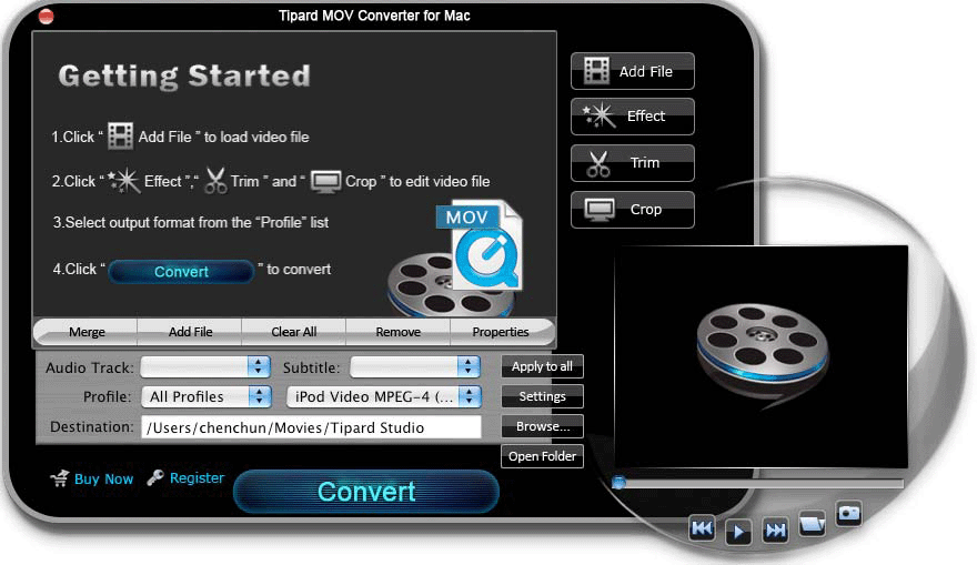 Screenshot of Tipard MOV Converter for Mac