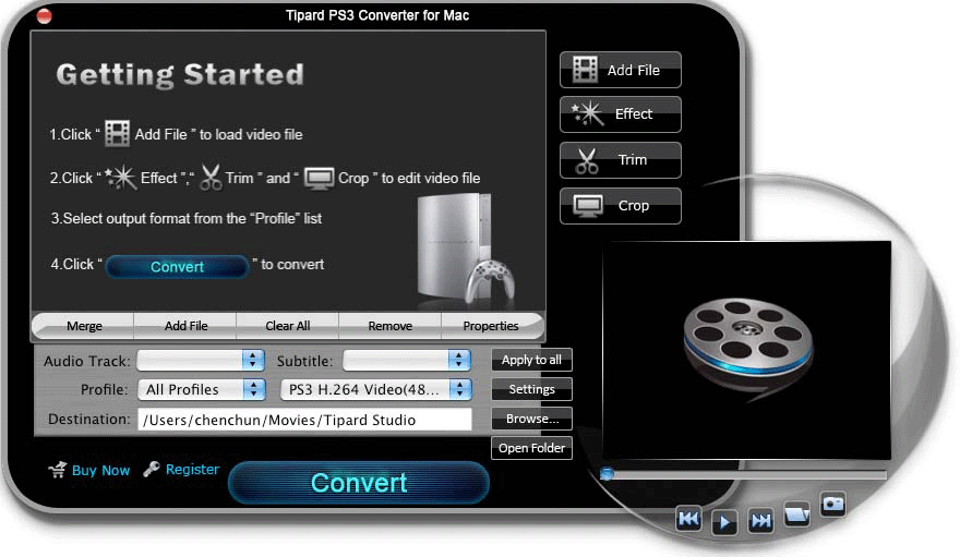 Screenshot of Tipard PS3 Converter for Mac