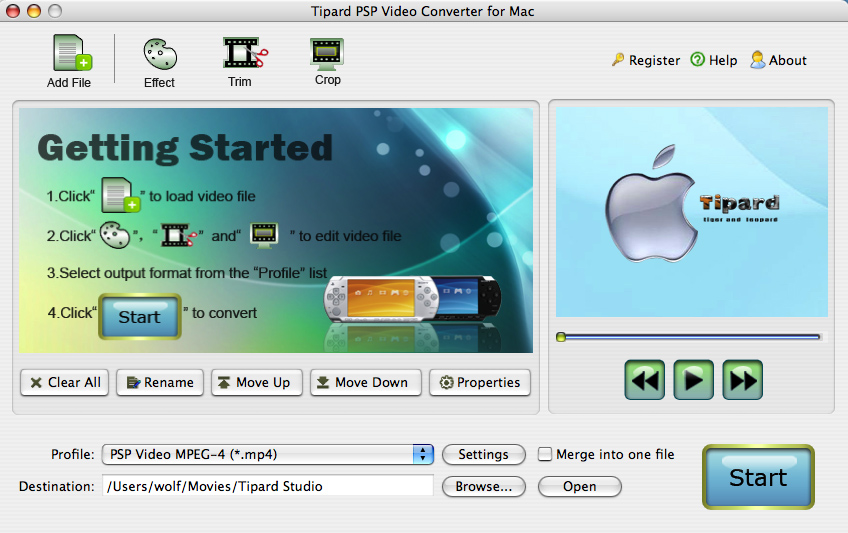 Screenshot of Tipard PSP Video Converter for Mac