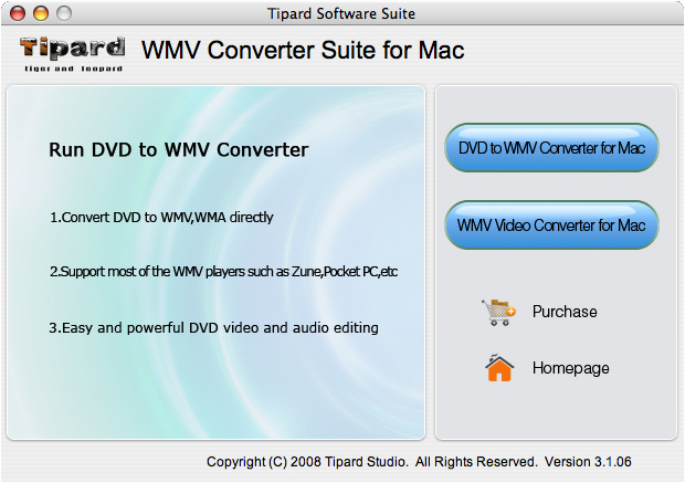 Screenshot of Tipard WMV Converter Suite for Mac