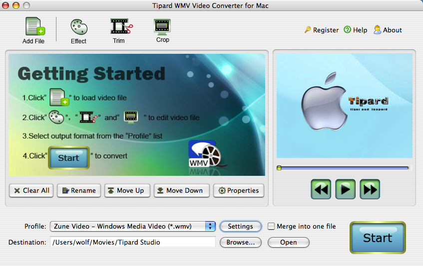 Screenshot of Tipard WMV Video Converter for Mac