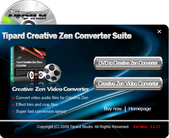 Screenshot of Tipard Creative Zen Converter Suite