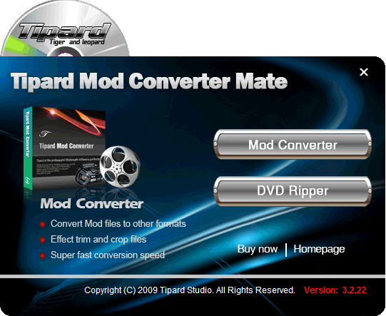 Screenshot of Tipard Mod Converter Mate