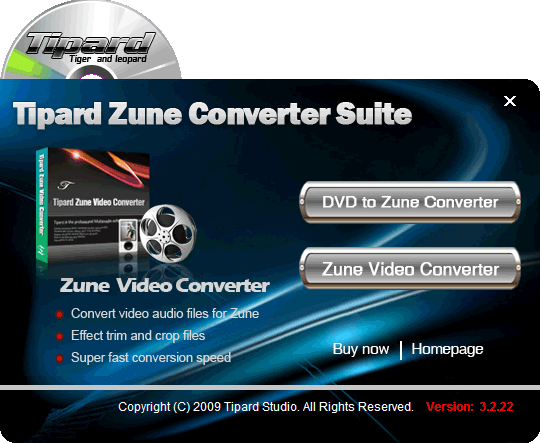 Screenshot of Tipard Zune Converter Suite