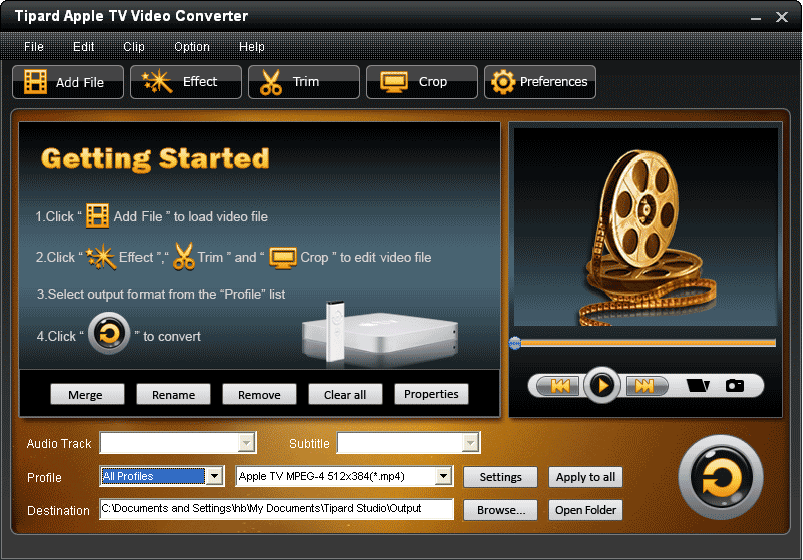 Screenshot of Tipard Apple TV Video Converter