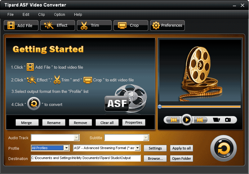 Screenshot of Tipard ASF Video Converter