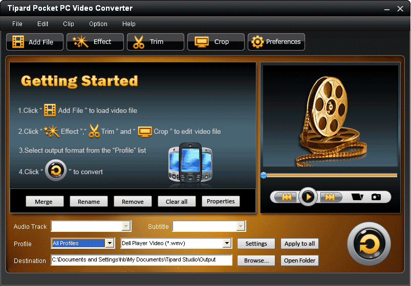 Screenshot of Tipard Pocket PC Video Converter