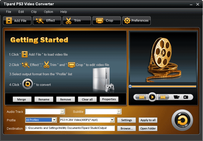 Screenshot of Tipard PS3 Video Converter