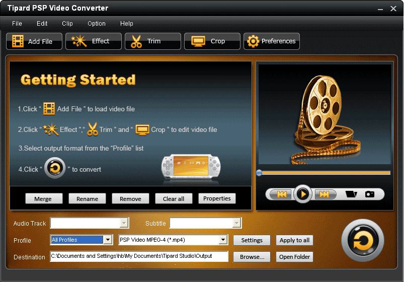 Screenshot of Tipard PSP Video Converter