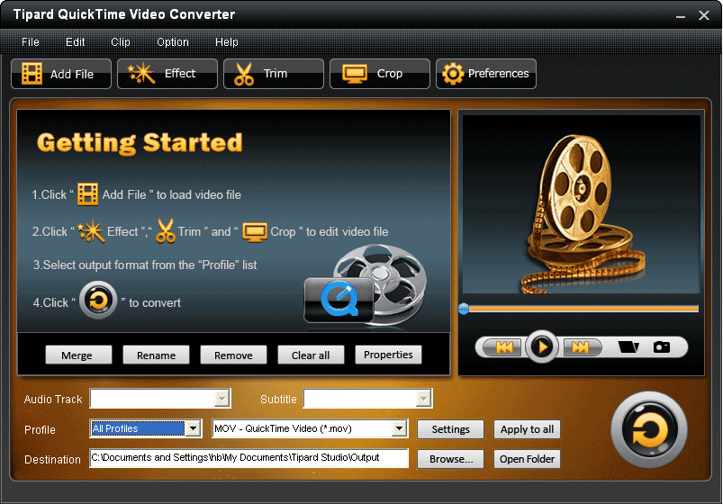 Screenshot of Tipard QuickTime Video Converter