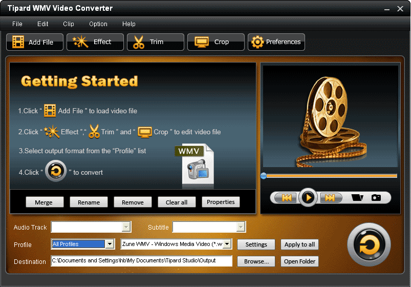 Screenshot of Tipard WMV Video Converter