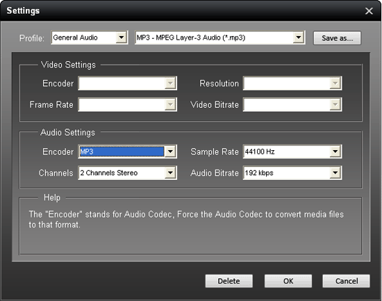 All Music Converter Settings 