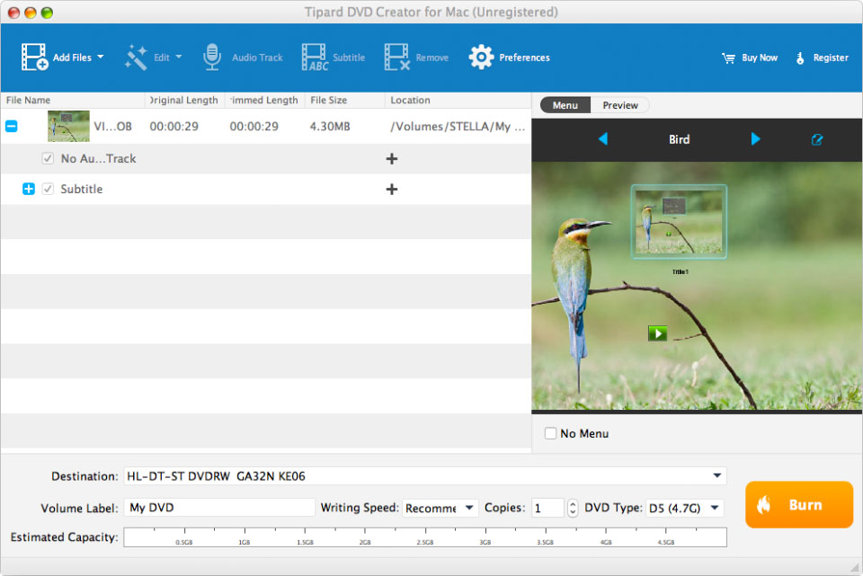 Screenshot of Tipard DVD Creator for Mac