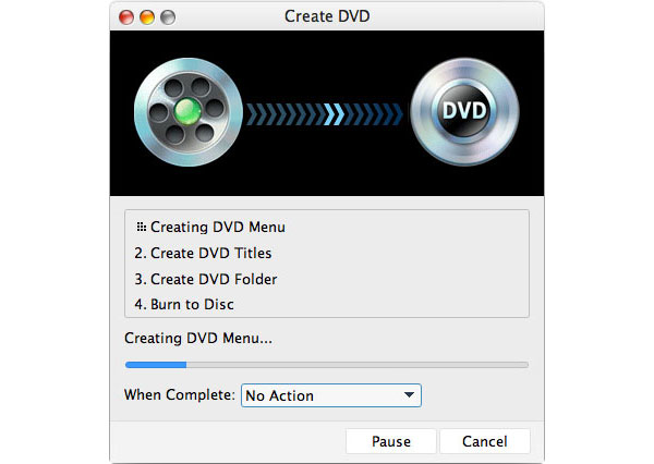Start burning iMovie to DVD