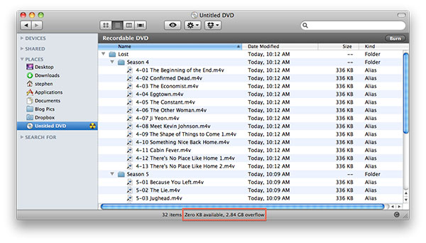 Create a data DVD on Mac