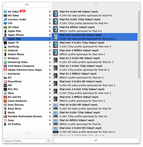 Choose ipad output file