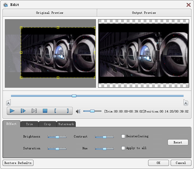Adjust video effect