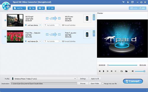 Screenshot of Tipard HD Video Converter