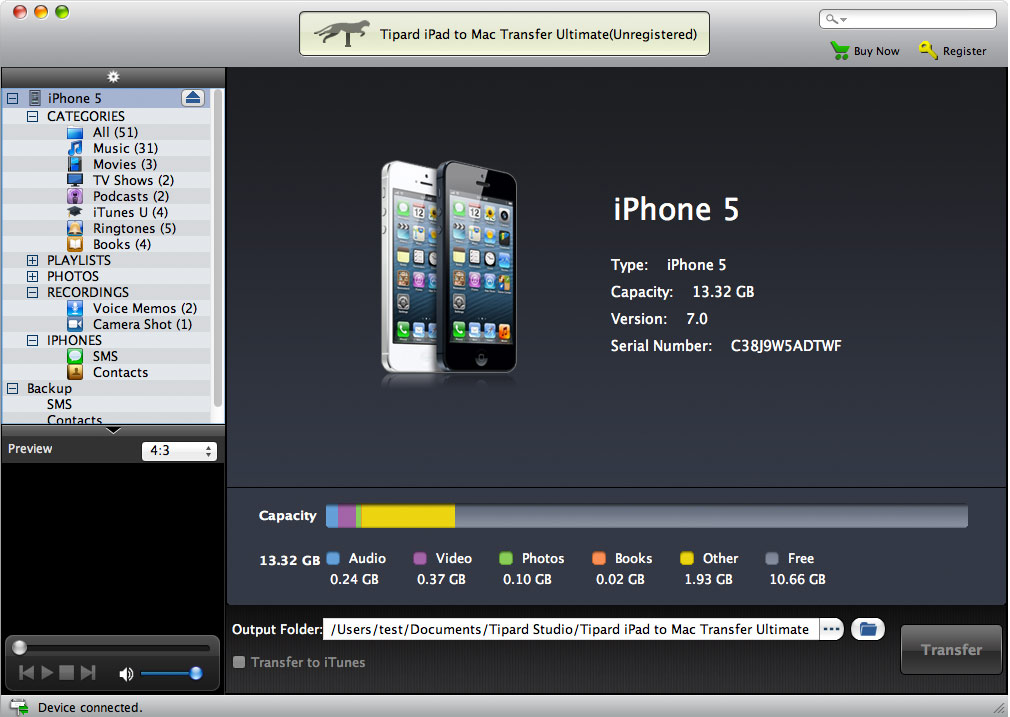 Screenshot of Tipard iPad to Mac Transfer Ultimate