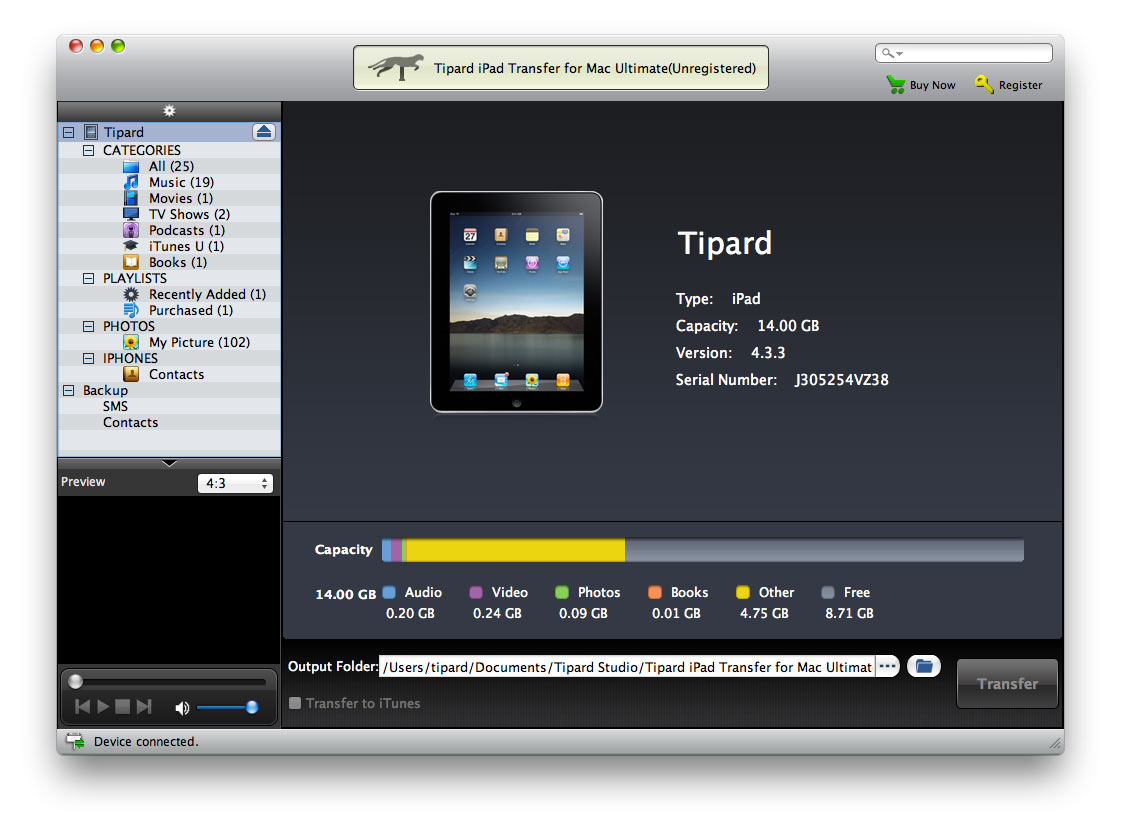 Screenshot of Tipard iPad Transfer for Mac Ultimate