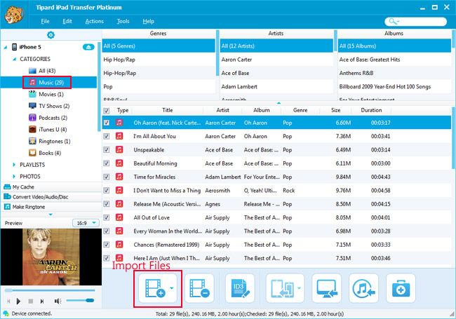Import audio to iPad