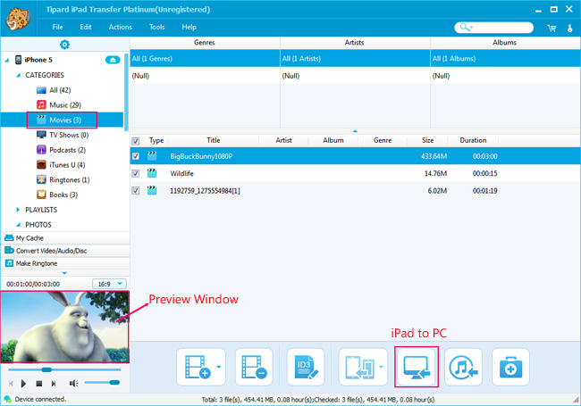Transfer iPad movies
