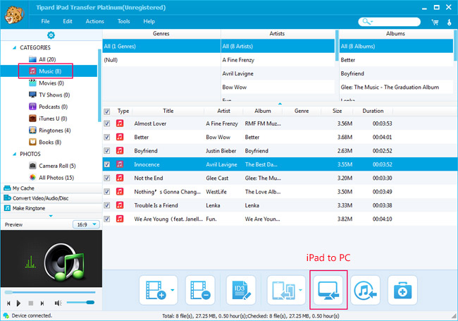 Transfer iPad songs