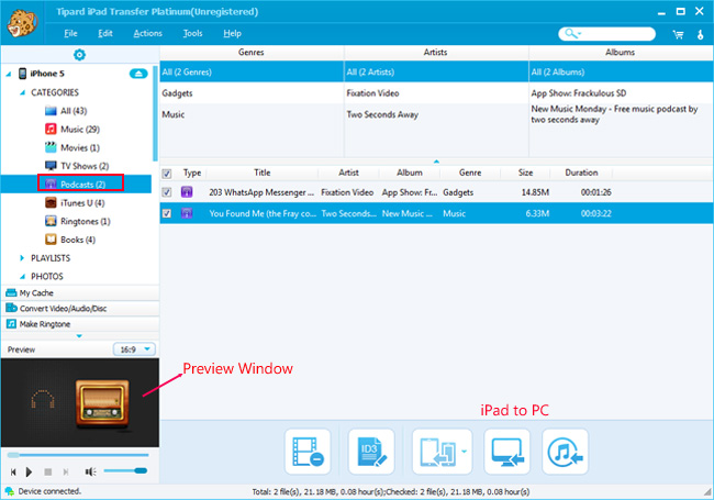 Transfer iPad Podcast file