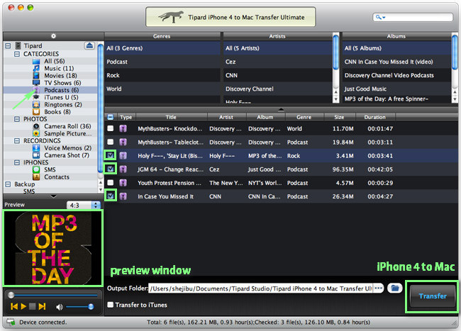 Transfer iPhone Podcast file