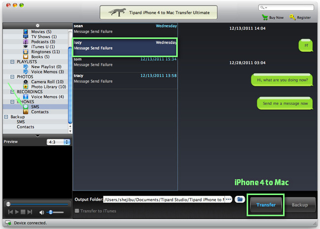 Transfer iPhone SMS