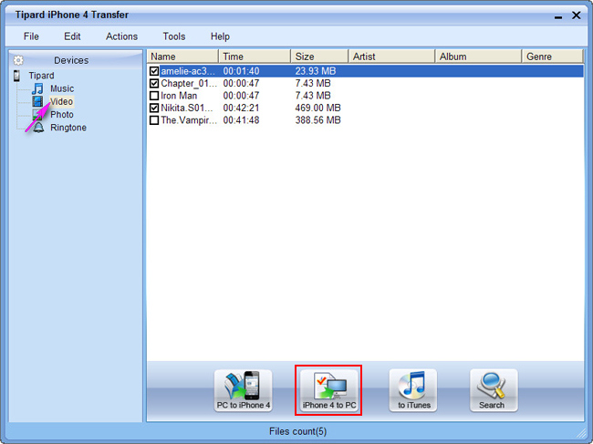 Transfer iPhone 4 movies