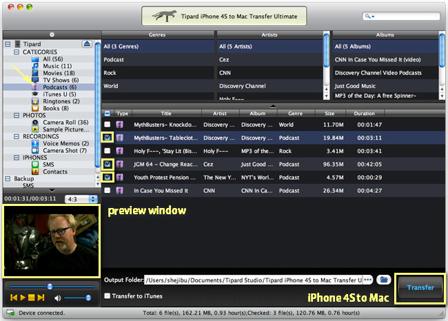 Transfer iPhone Podcast file